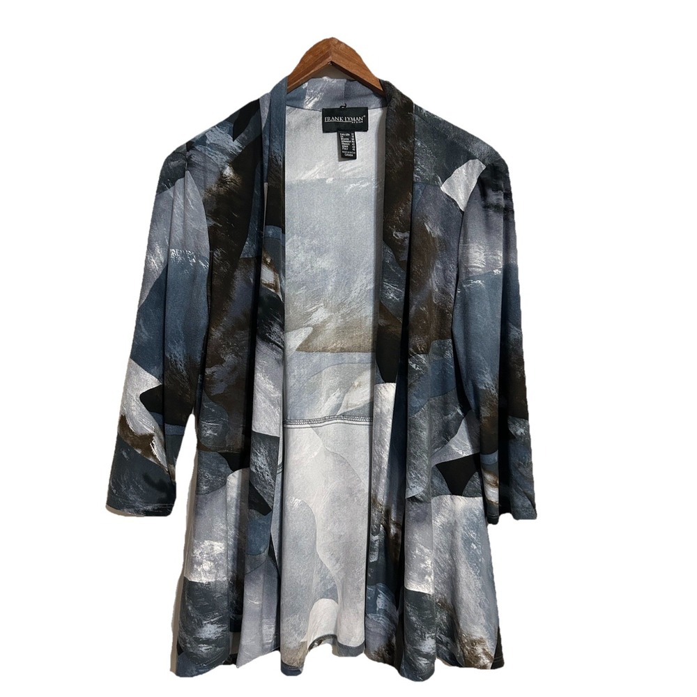 Frank Lyman Cardigan Jacket Open Front Art to Wear 3/4 Sleeves Artsy US 12